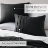 Full/Queen size Pre-Washed Pleated Microfiber Comforter Set in Black