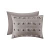Full/Queen 3-Piece Grey Microfiber Comforter Set with Decorative Pompoms
