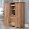 Drop Leaf Computer Desk Craft Table Armoire in Oak Wood Finish - Made in USA